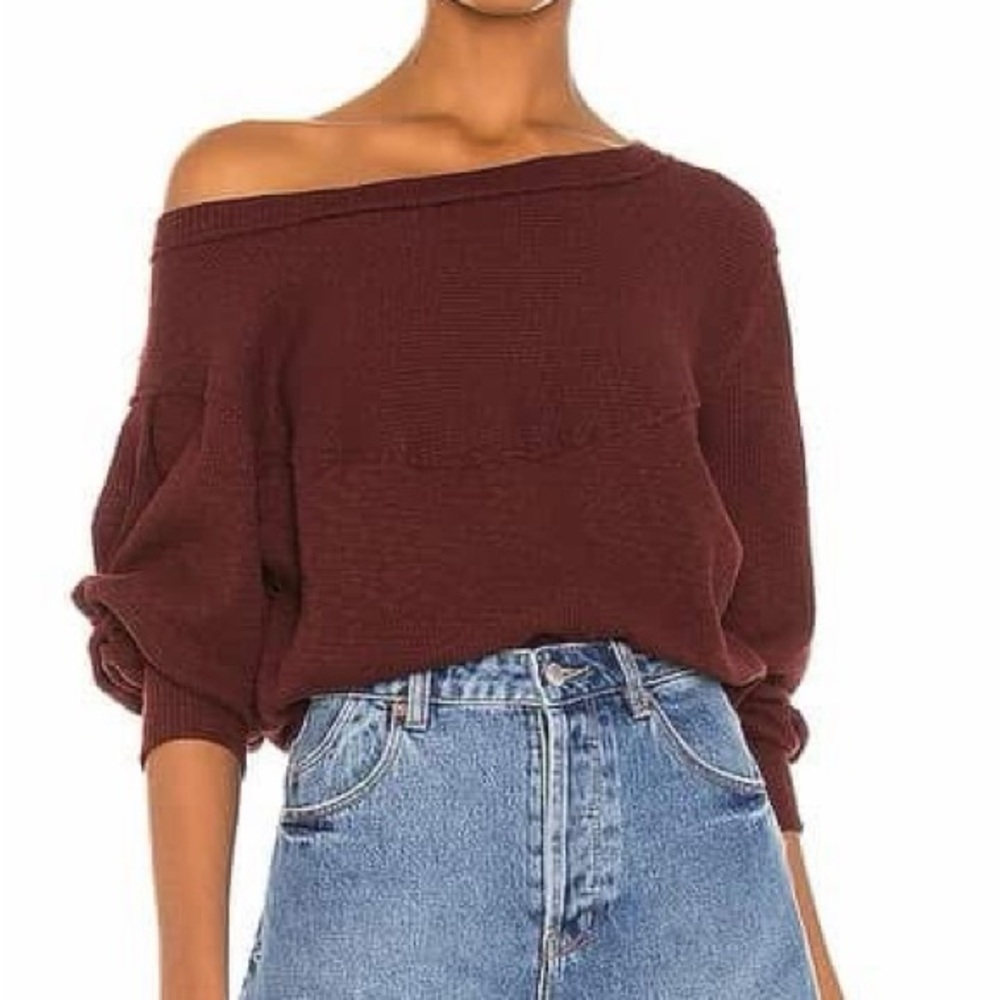 Free People Off-Shoulder Maroon Sweater